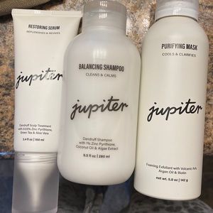 Jupiter dandruff shampoo, purifying mask, and restoring serum